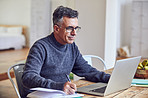 He works hard, from home or the office