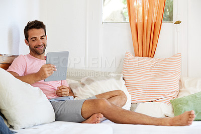 Buy stock photo Shot of a man in his home