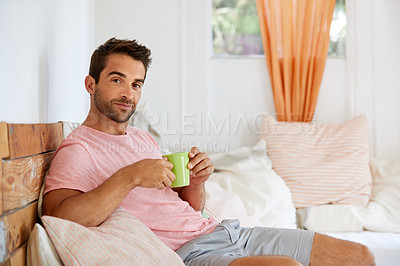Buy stock photo Shot of a man in his home