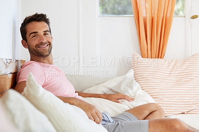 Buy stock photo Shot of a man in his home