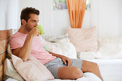Buy stock photo Shot of a man in his home