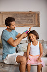 Only dad can do my hair how I want!