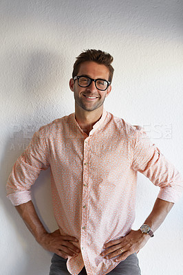 Buy stock photo Cropped shot of a confident young businessman