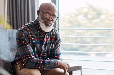 Buy stock photo Portrait of a mature man at home