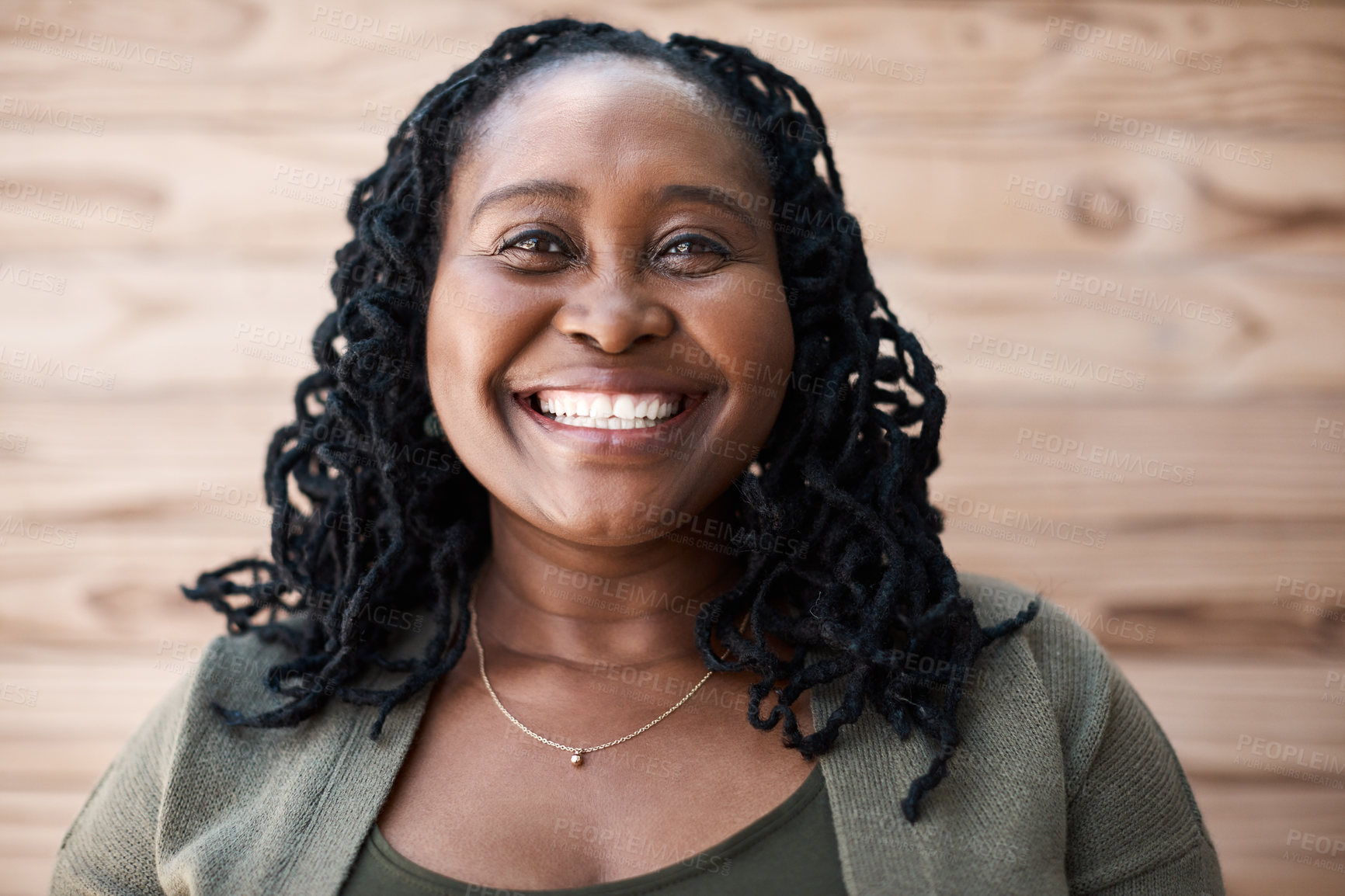 Buy stock photo Happy, homeowner and portrait of black woman outdoor for property, dream house and neighborhood. Smile, excited and mature person with pride for real estate, mortgage and home insurance in backyard
