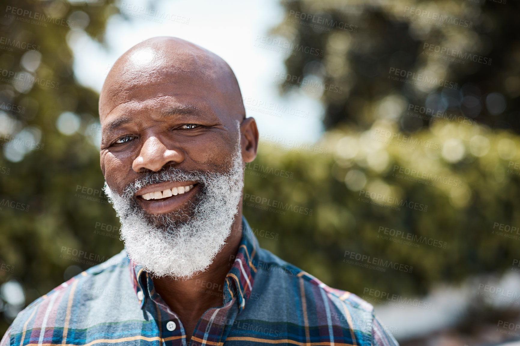Buy stock photo Portrait of a mature man standing outdoors