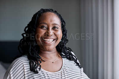 Buy stock photo Portrait of a mature woman at home