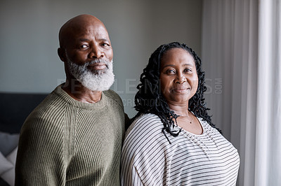 Buy stock photo Portrait of a mature couple at home