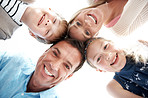 Looking down with happy smiles