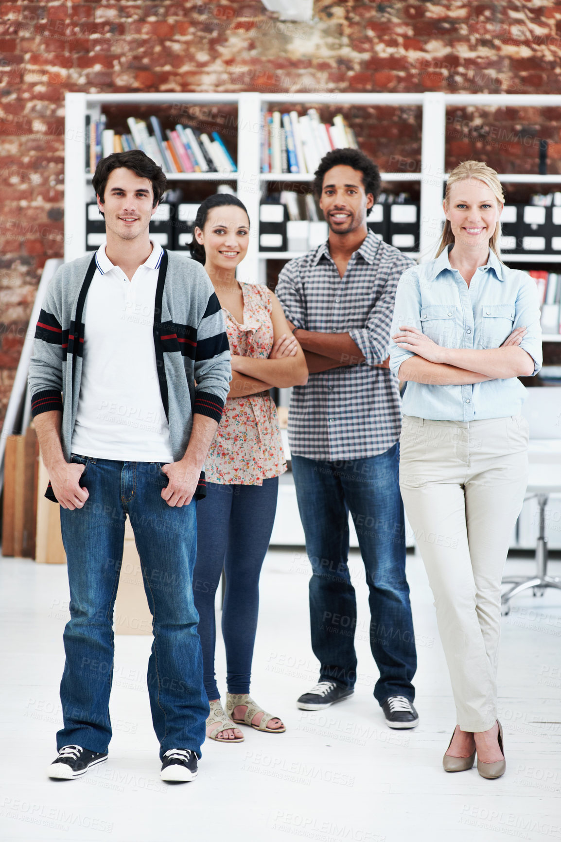 Buy stock photo Team, portrait and professional with business people in office for workshop, community and smile. Solidarity, collaboration and about us with employees in creative agency for startup and pride