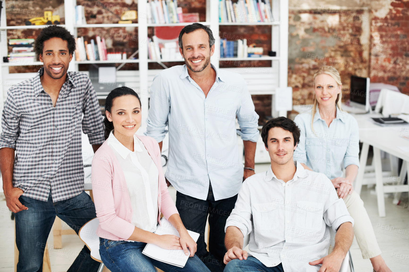 Buy stock photo Team, portrait and creative with business people in office for designer, about us or diversity. Community, startup and collaboration with group of employees in agency for pride and professional