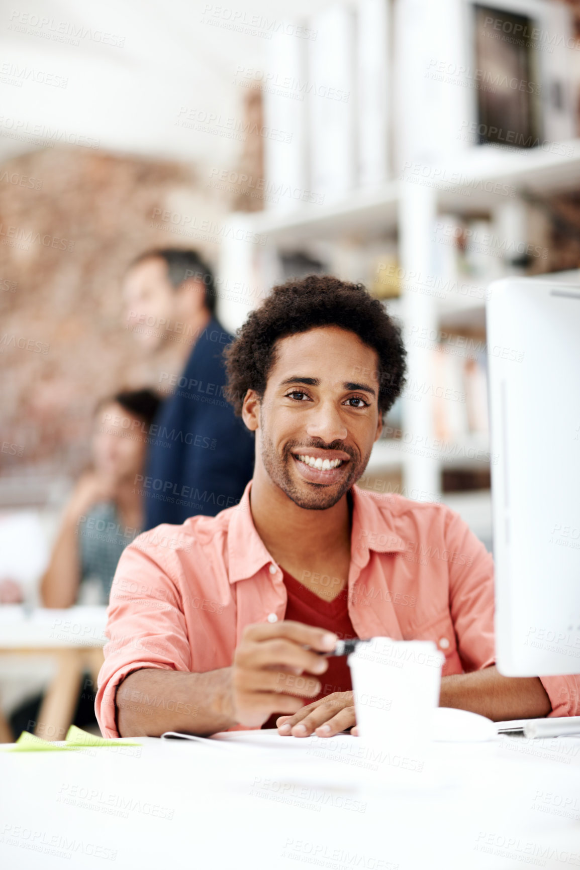 Buy stock photo Pride, portrait and computer with business man in office for branding advisor, coworking and about us. Professional, campaign consultant and career growth with person in creative agency for idea