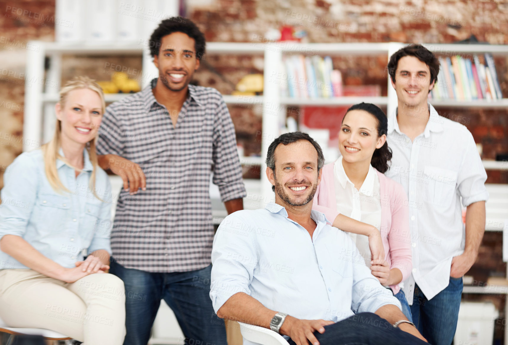 Buy stock photo About us, architecture and portrait of engineering team in office together for design or development. Collaboration, smile and support with group in creative workplace for building or construction