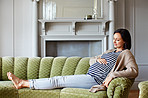 Waiting for her bundle of joy to arrive