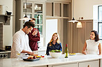 Cooking dinner for friends