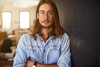 Buy stock photo Portrait of a young designer standing in an office