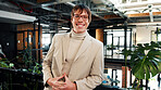 Business, portrait and smile of man in green office for about us, eco friendly mission or future. Glasses, plants and sustainability with happy employee in workplace for environmental occupation