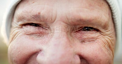 Buy stock photo Vision, optometry and face of senior man with optical health, eyesight or glaucoma test. Happy, ophthalmology and portrait of elderly person in retirement with visual exam or cataract removal.