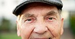 Eyesight, optometry and face of senior man with optical health, vision or glaucoma test. Serious, ophthalmology and portrait of elderly person in retirement with visual exam or cataract removal.