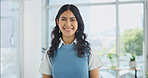 Smile, professional and portrait of businesswoman in office with confidence for legal career. Corporate, happy and attorney with pride for law case, about us or job opportunity at workplace in Brazil