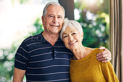 Buy stock photo Shot of a happy senior couple spending time together at home