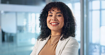 Buy stock photo Business, smile or woman in firm with portrait, banking advisor or about us in finance industry. Happy, ambition or wealth consultant with pride, asset manager or confidence as investment planner.