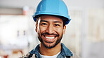 Technician, portrait and man with smile for engineer, renovation development or inspection. Happy person, architecture and confidence for quality assurance, maintenance or property management