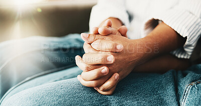 Buy stock photo Couple, trust and holding hands with partner, care and relationship commitment on break and bonding. Marriage, loyalty and support for spouse with physical touch, people and solidarity for love