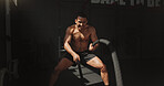 Fitness, gym and man with battle rope and resilience for training, muscle growth and space. Grip endurance, workout and person with health club membership for exercise, strong bodybuilder or wellness