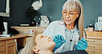Consultation, dentist and woman in clinic for teeth cleaning, extraction or dental health. Medical checkup, oral hygiene and orthodontist with patient for root canal or whitening treatment in office.