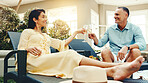 Cheers, vacation and happy couple with champagne in resort for holiday getaway or weekend together. Man, woman or relax with alcohol, glass or drink for honeymoon trip or bonding in luxury retreat