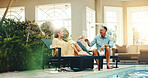 Cheers, travel and happy couple with drink in resort for holiday getaway or vacation together. Man, woman or smile with alcohol, glass or toast for weekend trip, date or honeymoon in luxury retreat