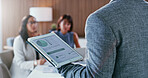 Presentation, graph and man with business people, tablet screen and financial analytics in meeting. Office, corporate and person on tech with chart, stats and investment research for finance review