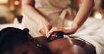 Roller, back massage and woman at spa for wellness, deep tissue treatment and stress relief. Hospitality, resort and person with tools for therapeutic healing for pamper, self care and relax muscles