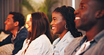 Happy, people and friends watching tv in home for social gathering or entertainment together. Group, community or smile with online streaming on sofa for subscription, network or connection in house