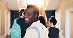 Smile, man and student at college for education, academic future or happy with knowledge growth. Portrait, university and person with positive attitude for learning, development and scholarship