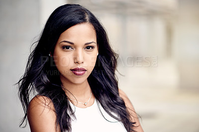 Buy stock photo Portrait, business and serious woman in office as lawyer, about us and career pride. Female person, attorney and legal professional for justice ambition, corporate law and attitude for court case