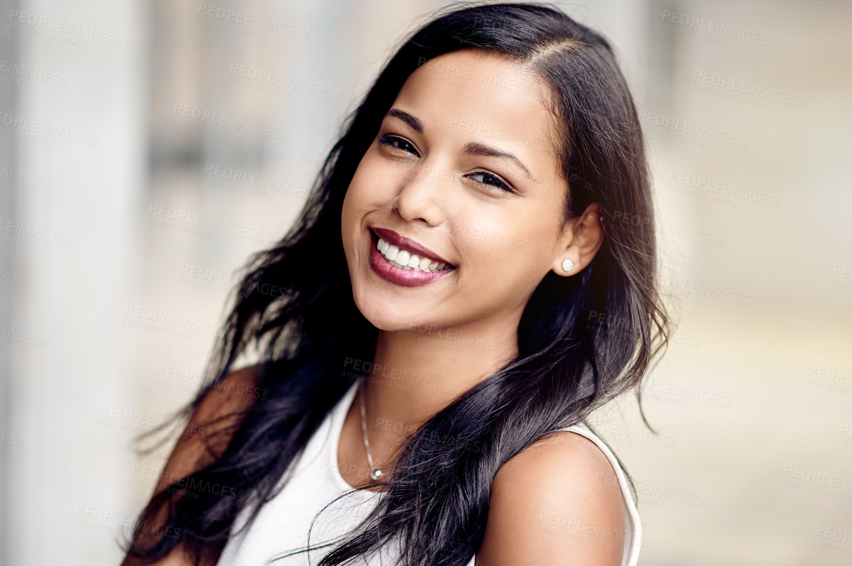 Buy stock photo Smile, business and woman with portrait in office as lawyer, about us and career pride. Female person, attorney and legal professional for justice ambition, corporate law and confidence of court case