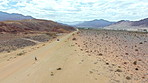 Driving through the arid desert