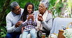 Enjoying a picnic feast of their own at the park