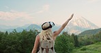 Woman using VR glasses. Woman using VR glasses on holiday