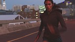 Woman training, exercise and workout or running at night in city for fitness, health and sport taking break. Sports, healthy and motivation with a young runner gym and working out in urban bridge