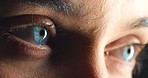 Vision, eyes and optometry with a woman in a test or exam for prescription eyewear or contact lenses. Closeup of a young female looking and testing at an appointment with the optometrist or optician