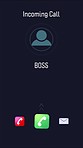 Smartphone screen with boss calling alert, green answer icon and waiting for corporate communication. For business growth, productivity and success a company employees need a healthy worklife balance