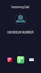 Phone, screen and unknown incoming call icon alert, communication and digital marketing and advertising. Innovation, technology and global networking with smartphone software and 5g AI display