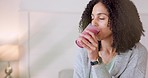 Smoothie, health and wellness with a young woman drinking a glass of fruit juice for wellness, vitality and weight loss. Fruits, milkshake and diet with a happy female enjoying a drink for nutrition