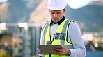 Logistics worker, architect or engineer planning design building at construction site, doing inspection of house renovation and writing on documents. Man in architecture on industrial property 