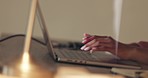 Computer, writing and working on typing internet code and web coding software in a office. Black woman IT worker planning a database analytics project with technology for cybersecurity installation