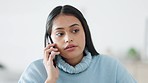 An annoyed woman gets phone call on smartphone, becoming frustrated and angry. 5g technology makes mobile communication easy, wherever in the world people are calling from and to connect them online 