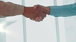 Welcome shaking hands, business meeting and consulting deal, agreement and partnership collaboration in office. Handshake for hr opportunity, promotion and support in b2b sales, networking and trust